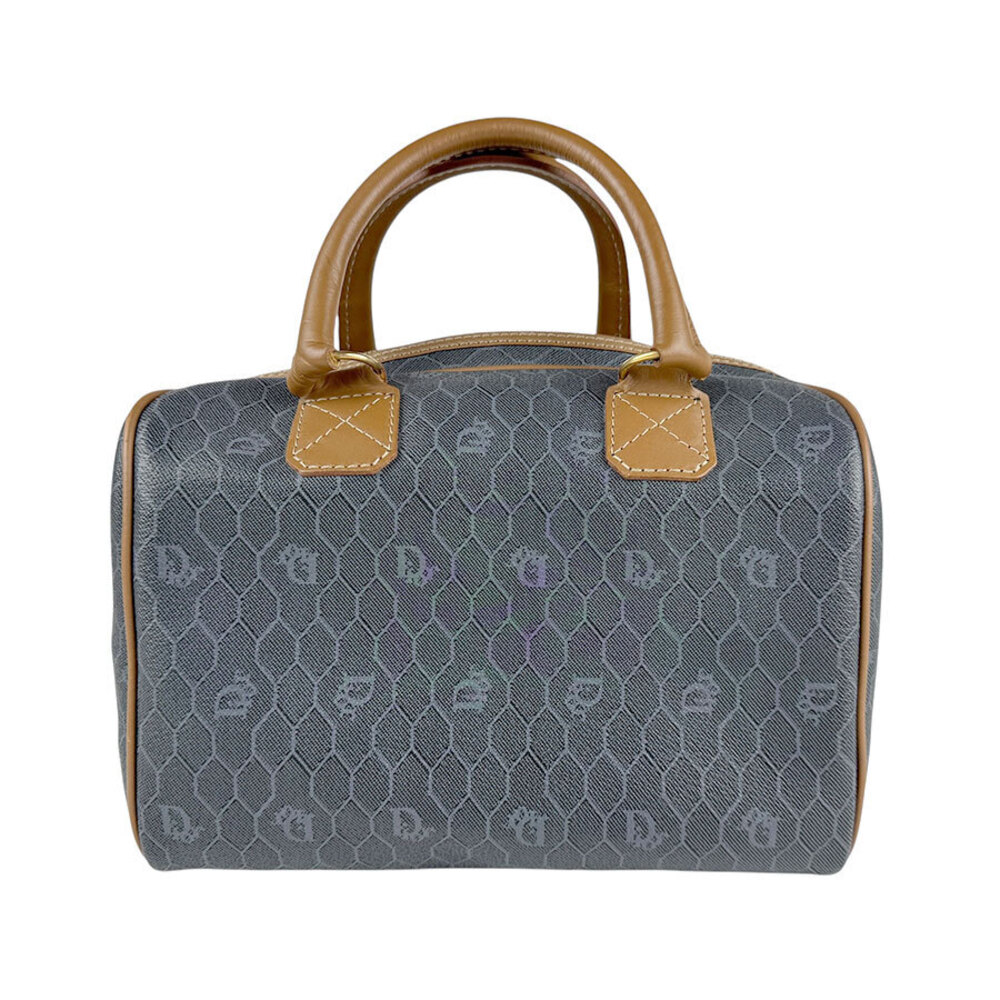 Christian Dior handbag canvas leather gray brown